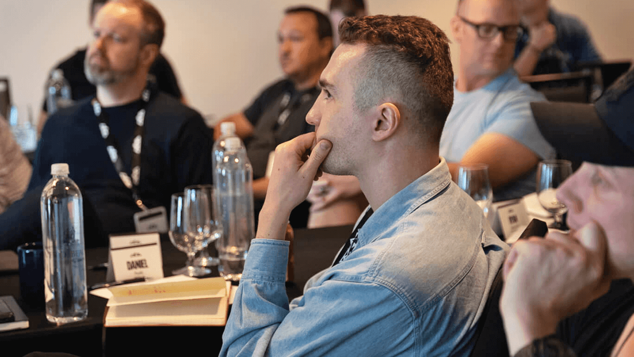 Attendees look on during a training